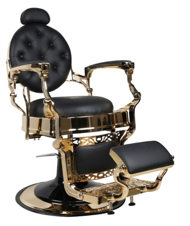 DETREU HERREN BEDIENUNGSSTUHL BARBER SHOP FRISEURSTUHL VINTAGE GOLD