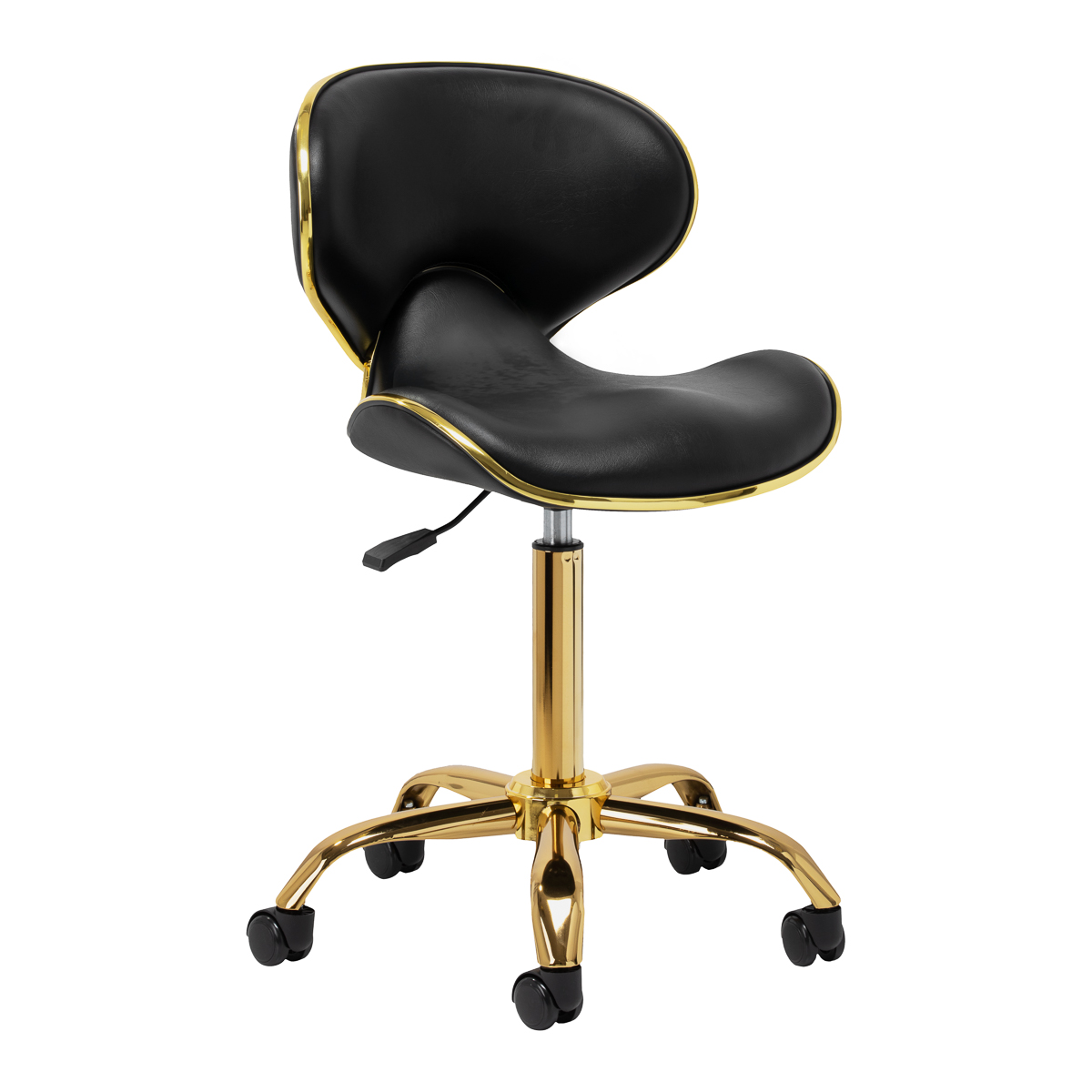 Gabbiano Kosmetikhocker Q-4599G Schwarz - Professioneller Friseurstuhl