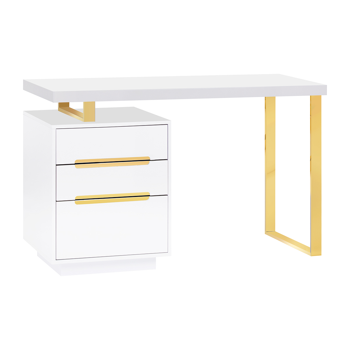 Activeshop Kosmetiktisch 3311G Gold Weiss - mit Schubladen
