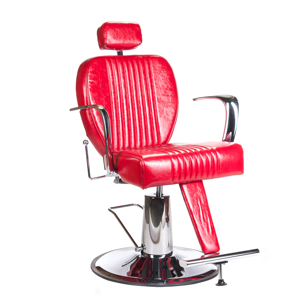 Professional Red Gentleman Barberstuhl - Höhenverstellbar mit Kunstleder
