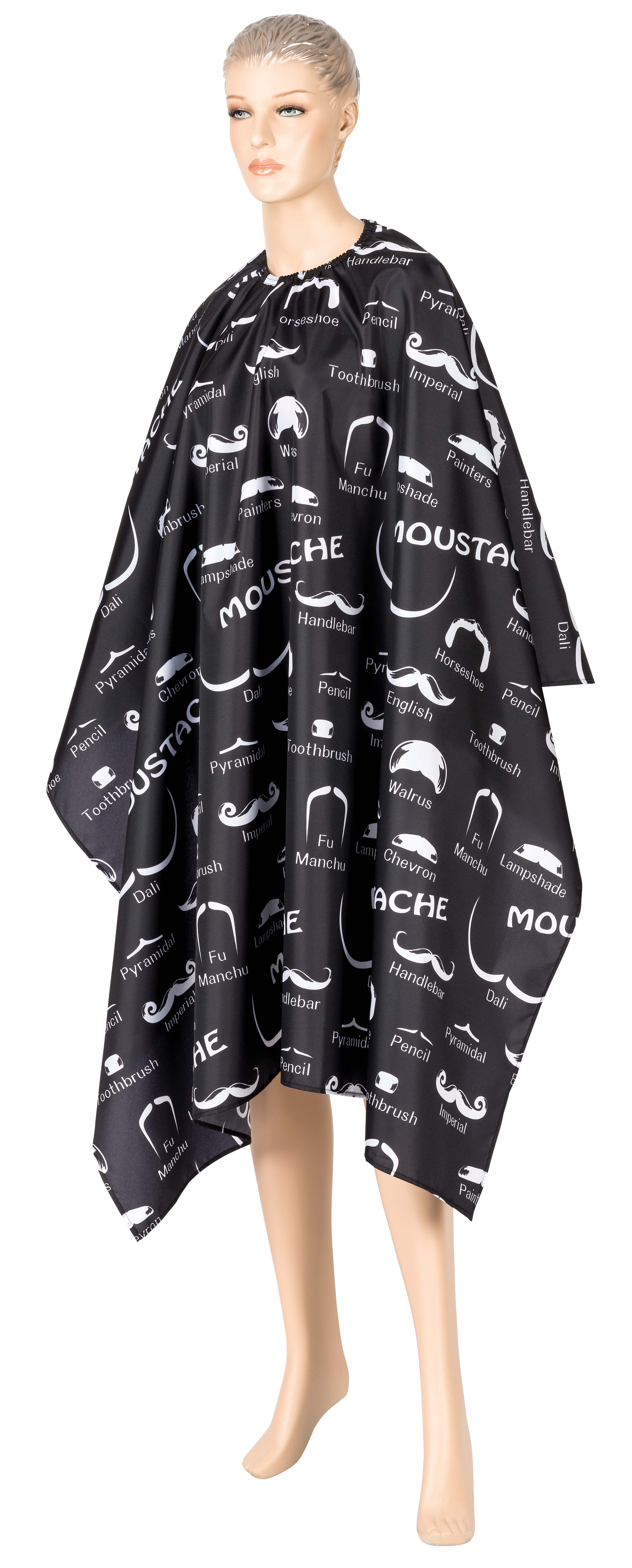 Barber Umhang Moustache Polyester Schwarz Weiss Friseur