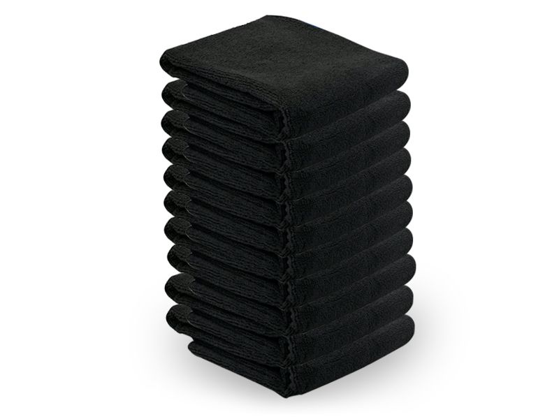 Mikrofaser-Handtuch 73x40cm Schwarz 10er Set