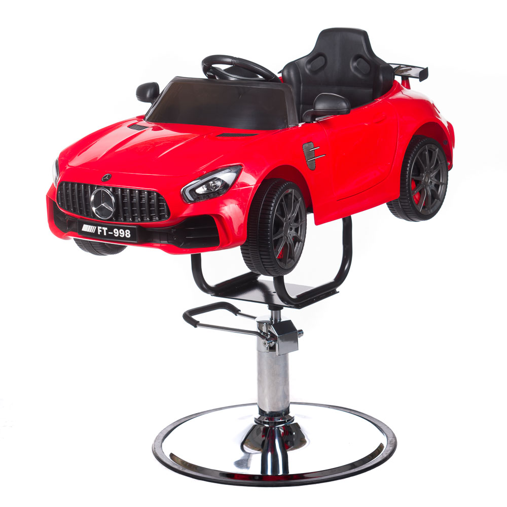 Kinder Friseurstuhl Auto-Star Rot - Multimedia Salon Stuhl für Kleinkinder
