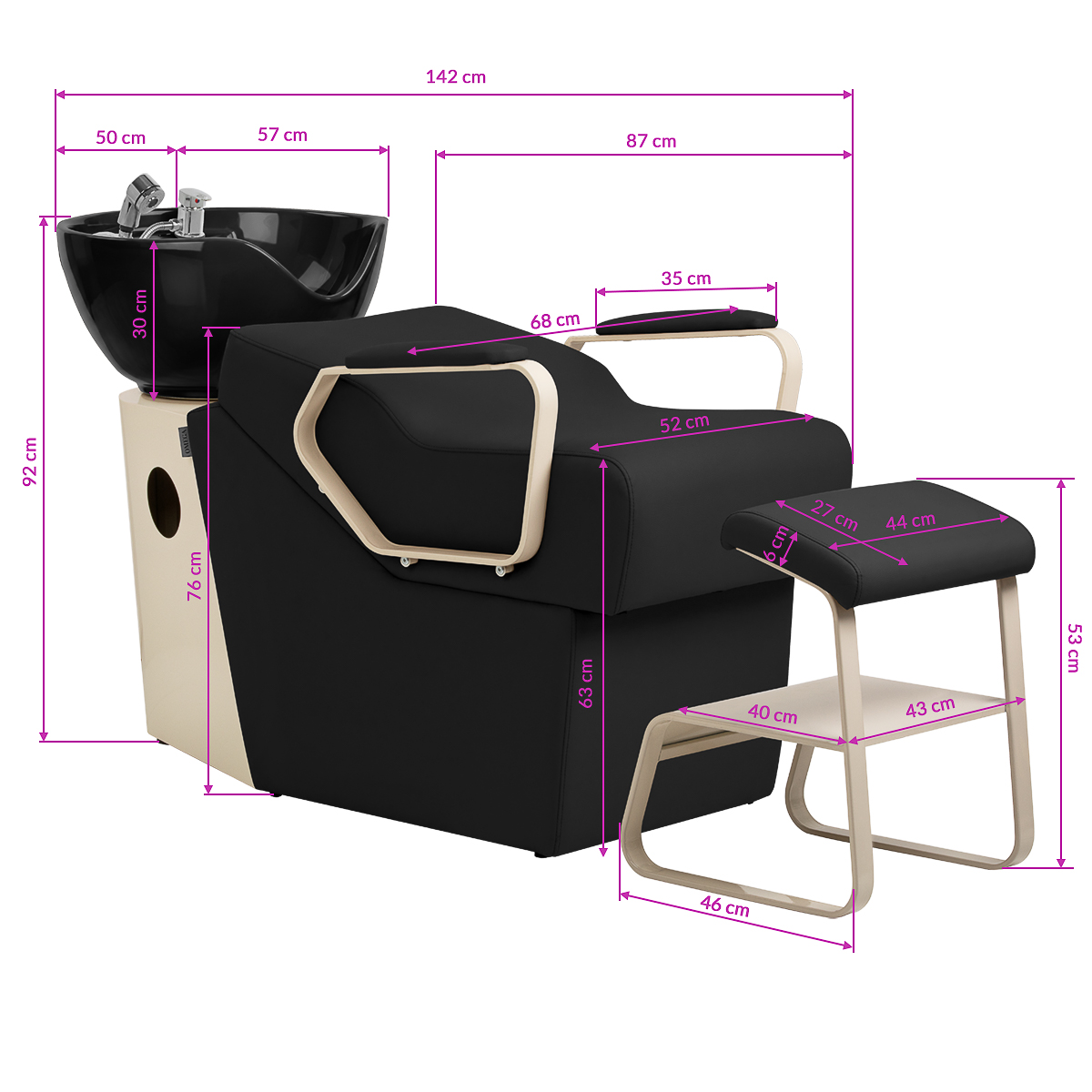 Omega Friseurwaschbecken Marina schwarz – Modern & Ergonomisch