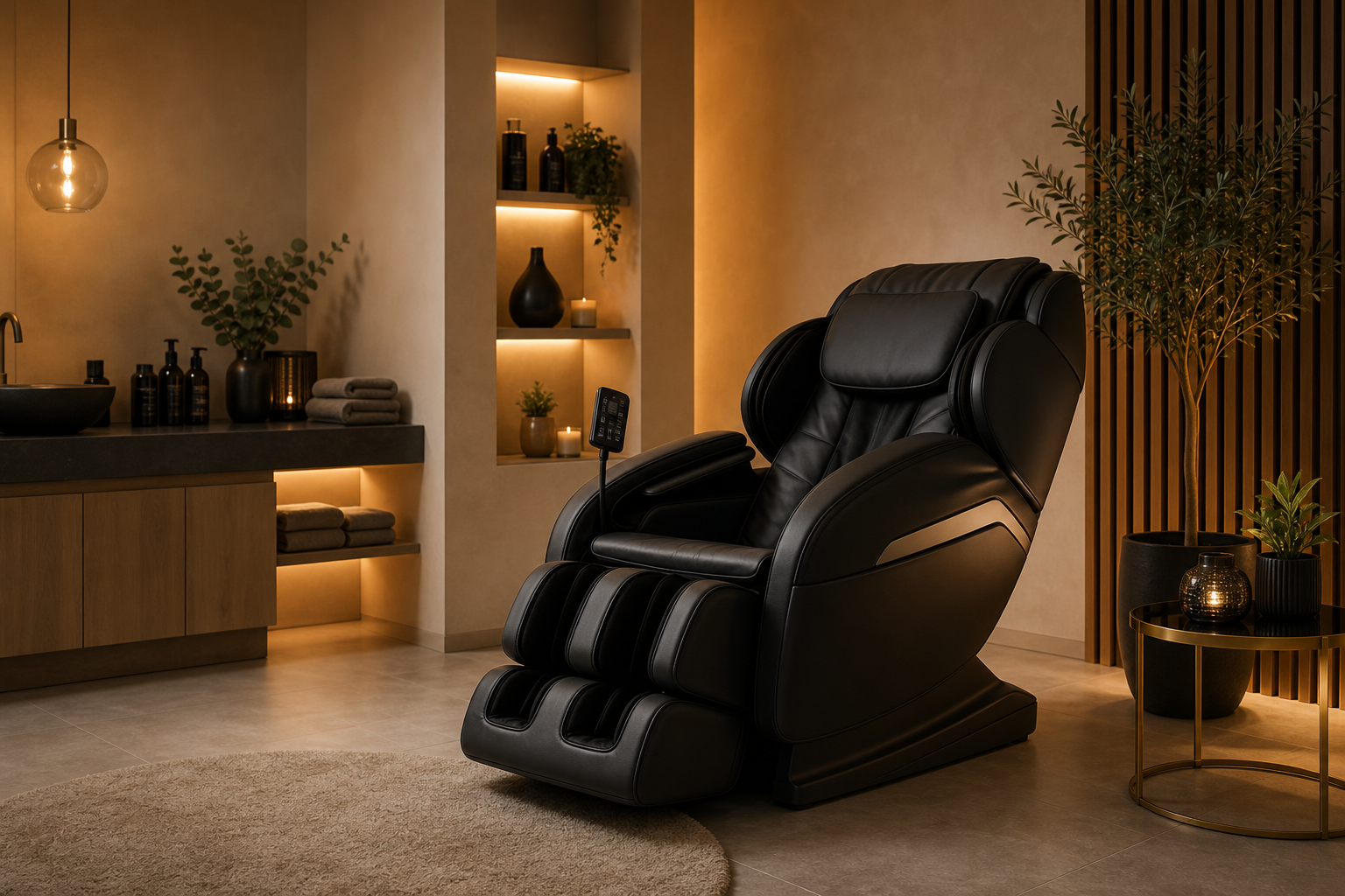 Massagesessel in einem ruhigen Wellnessbereich