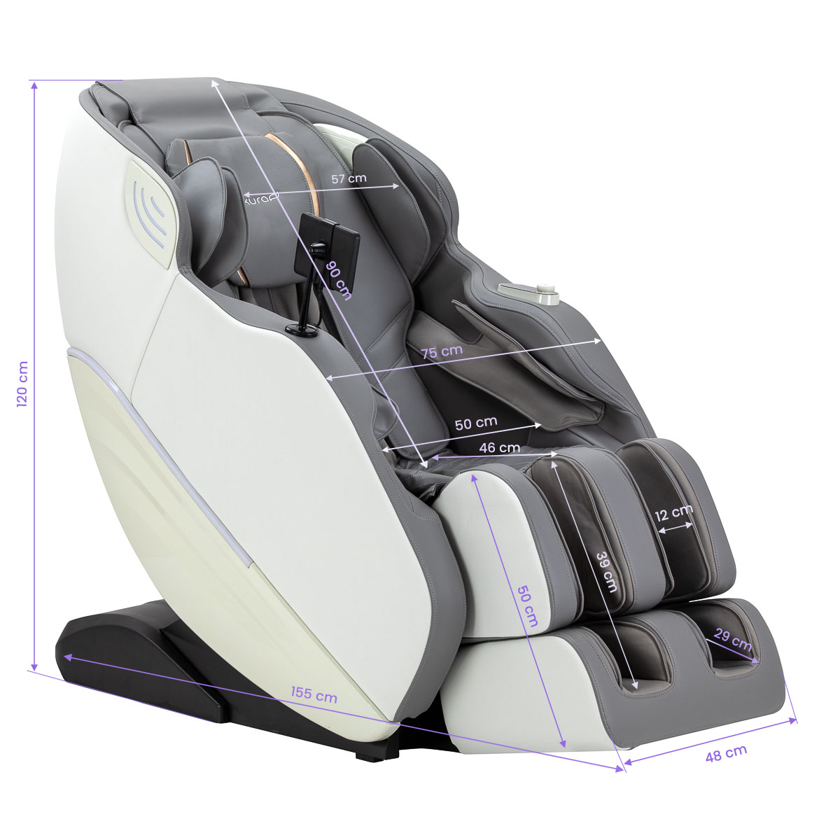 Sakura Massagesessel 809 3D weiß-grau – Profi-Entspannung