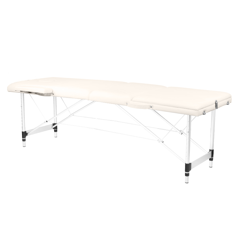 Klapp-Massageliege Aluminium 3-teilig Cream - Ergonomische Kosmetikliege mit Kopfstütze