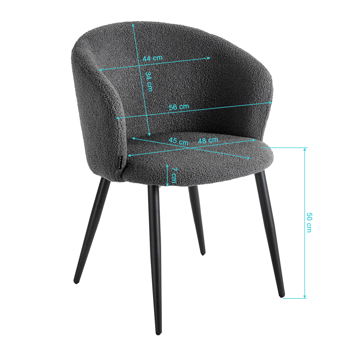 4Rico Asola Stuhl grau – Eleganter Salonstuhl mit Armlehnen