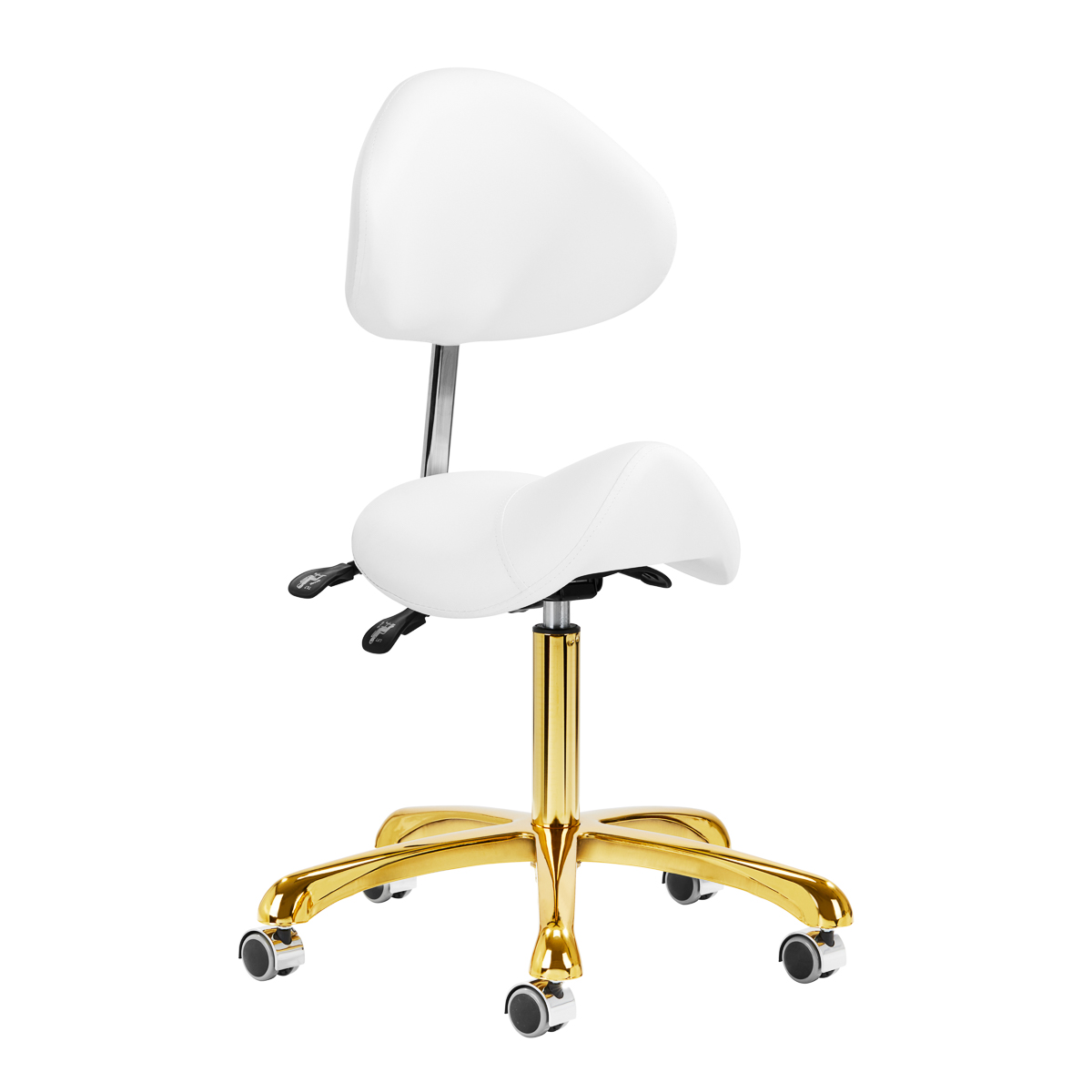 Giovanni Kosmetikhocker Gold 1004 - Ergonomischer Friseurstuhl in Weiß