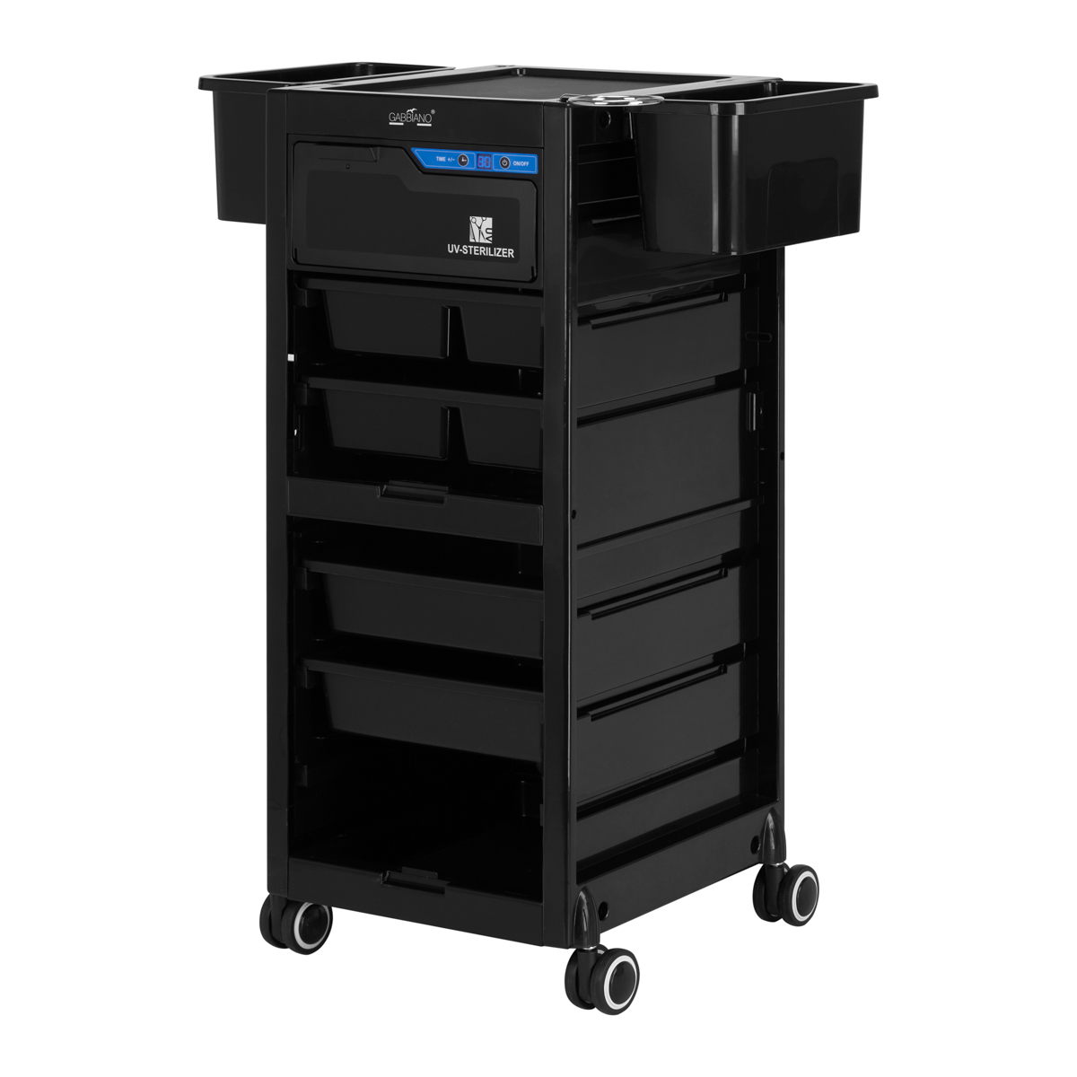 Gabbiano Friseurwagen mit UV-Sterilisator 68UV in Schwarz - Profi-Desinfektionswagen für Friseursalons