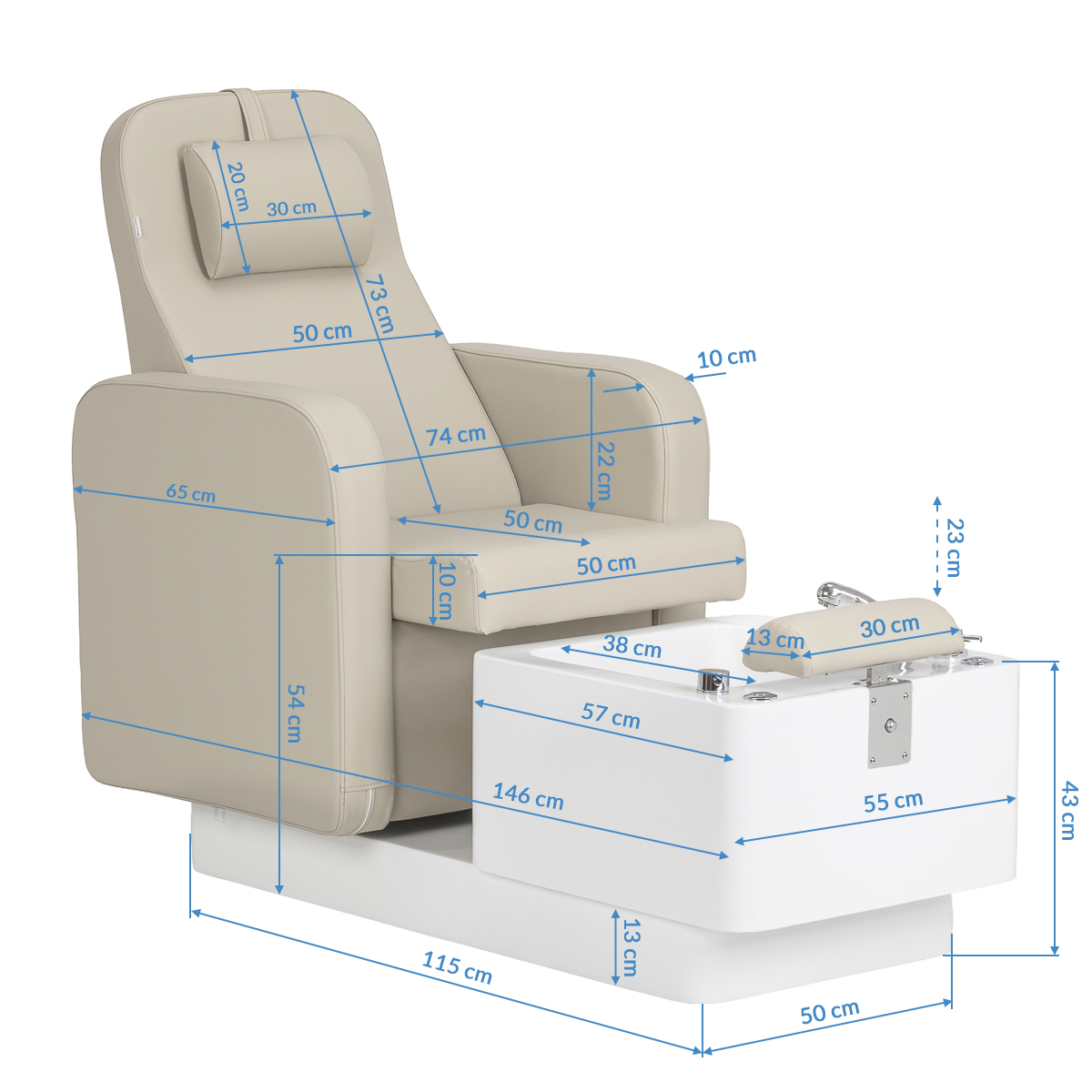 Sillon Elysia SPA-Pediküre-Kosmetikstuhl creme
