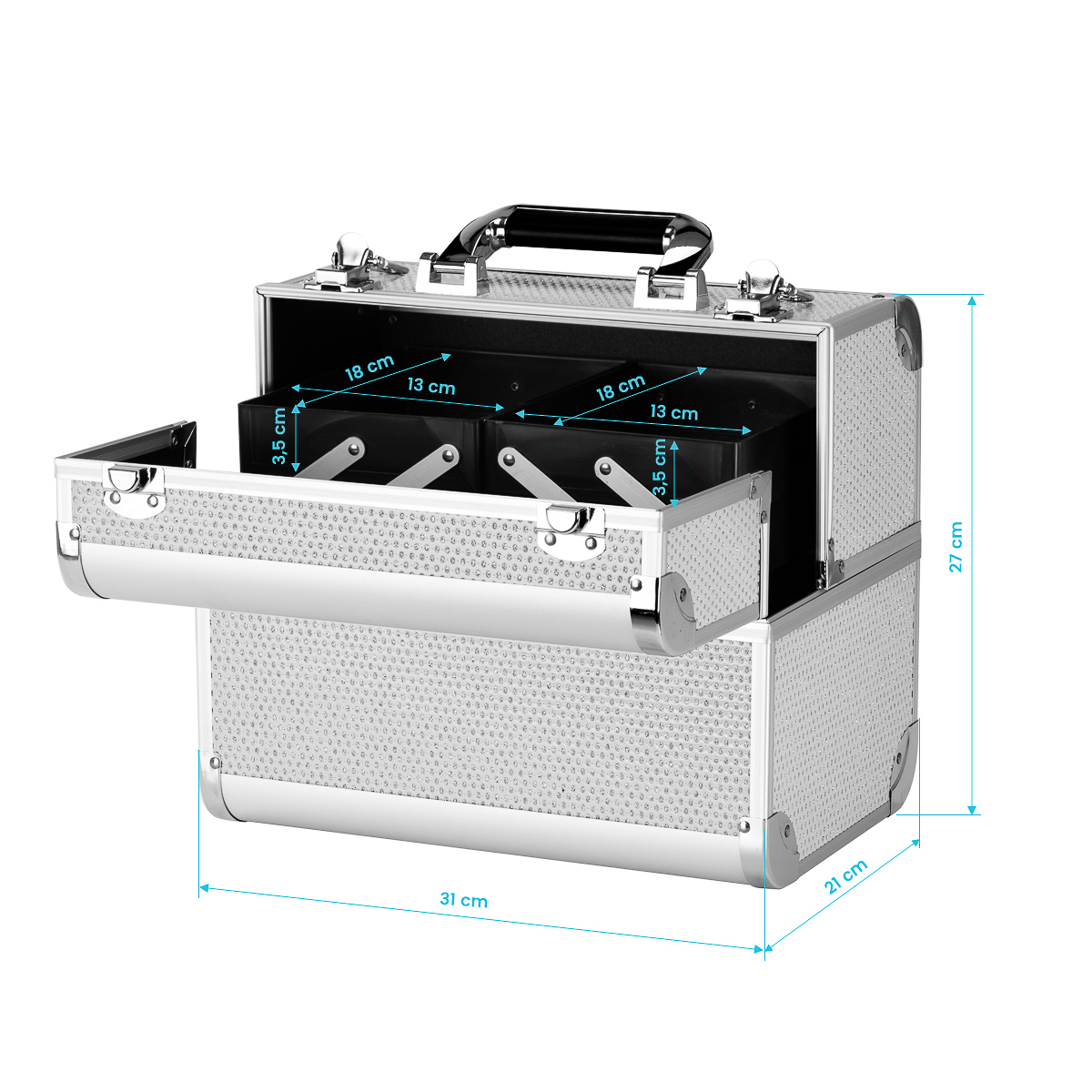 Kosmetik-Koffer silber 44 - Profi Organizer