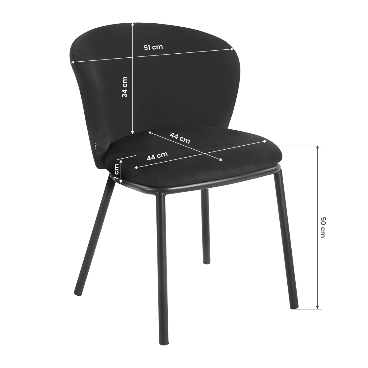 4Rico Stuhl Linea schwarz - eleganter Salonstuhl minimalistisch