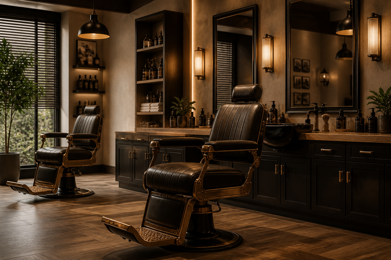 Barberstühle in einer hochwertigen Barber-Zone