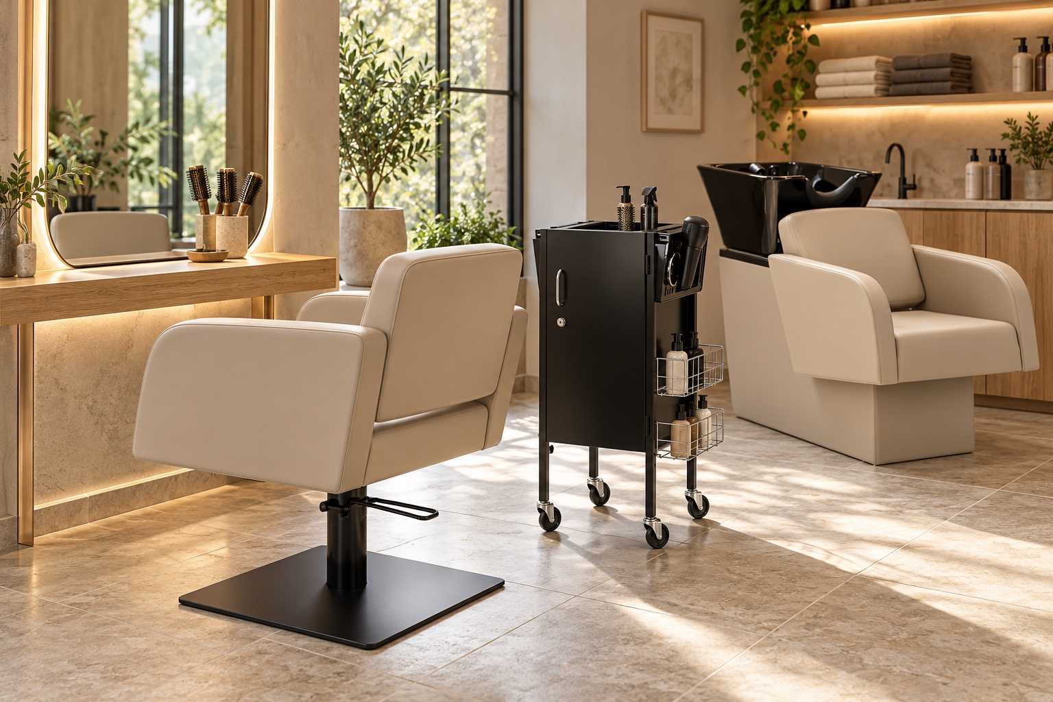 Friseur-Einrichtungsset Gabbiano Elda Graubeige – 3-teilig
