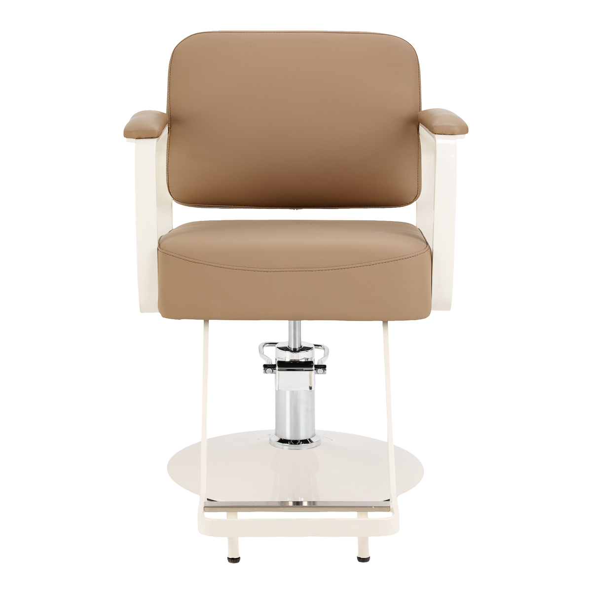 Omega Friseurstuhl Aurora hellbraun – hydraulisch höhenverstellbar