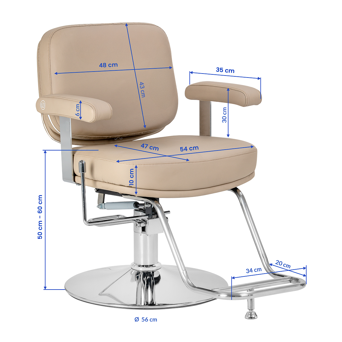 Omega Friseurstuhl Astra Plus beige – hydraulisch höhenverstellbar