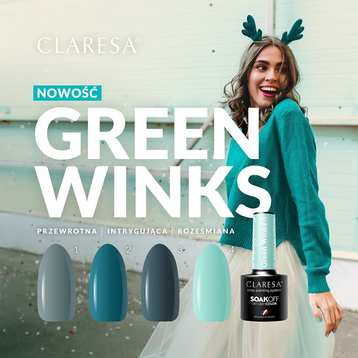 CLARESA Hybridlack GREEN WINKS 2 5g Gel-Nagellack