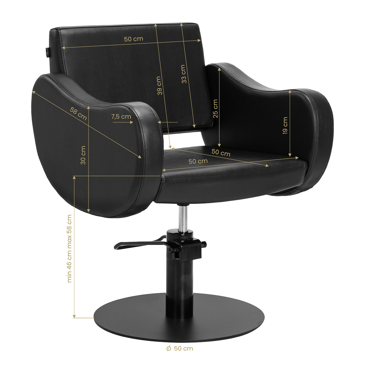 Gabbiano Friseurstuhl Sevilla Schwarz – Professioneller Salon-Stuhl mit ergonomischem Design
