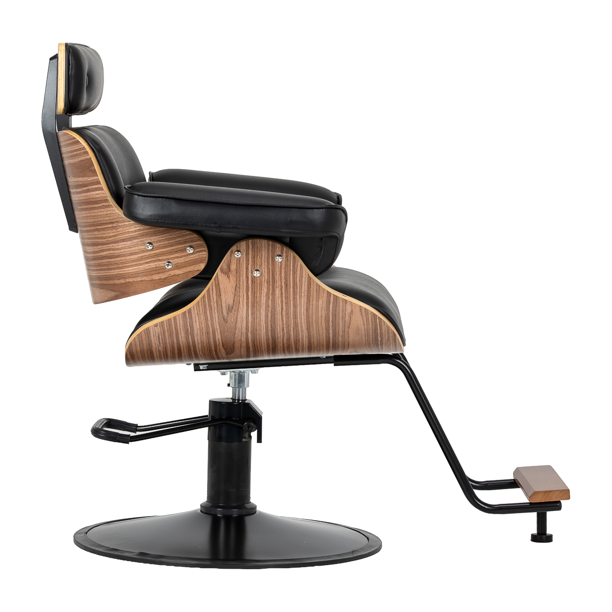 Friseurstuhl Gabbiano Florenz schwarz-nussbaum hydraulisch