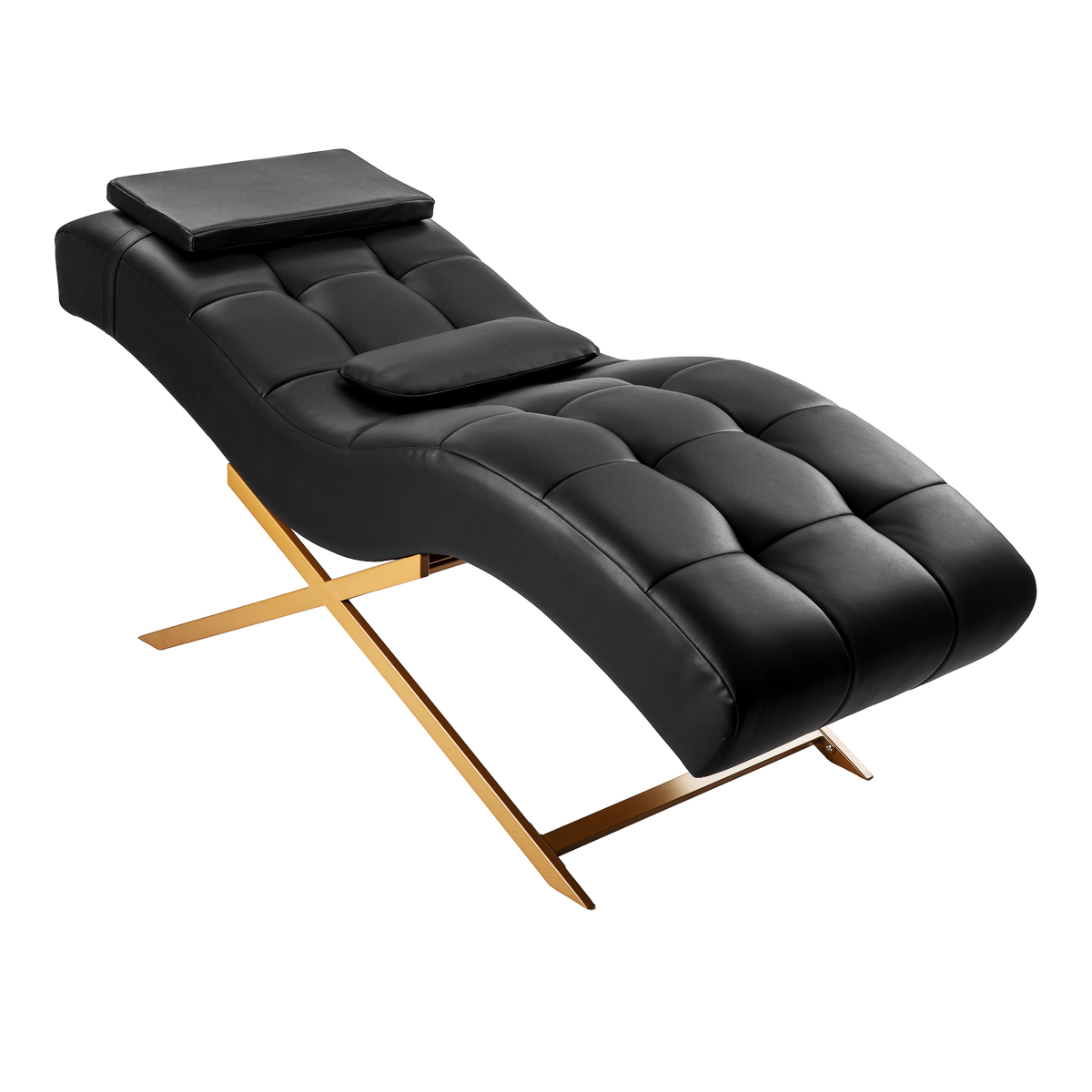 Professioneller Wimpernbehandlungsstuhl Sillon Alba schwarz mit goldenem Metallgestell