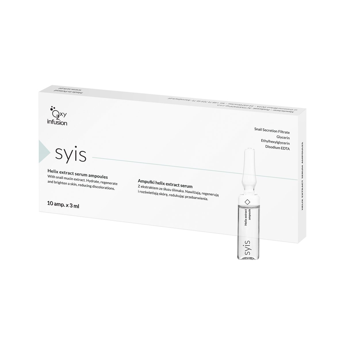 SYIS Helix-Extrakt Serum Ampullen 10x3ml - Intensivpflege mit Schneckensekretem für strahlende Haut