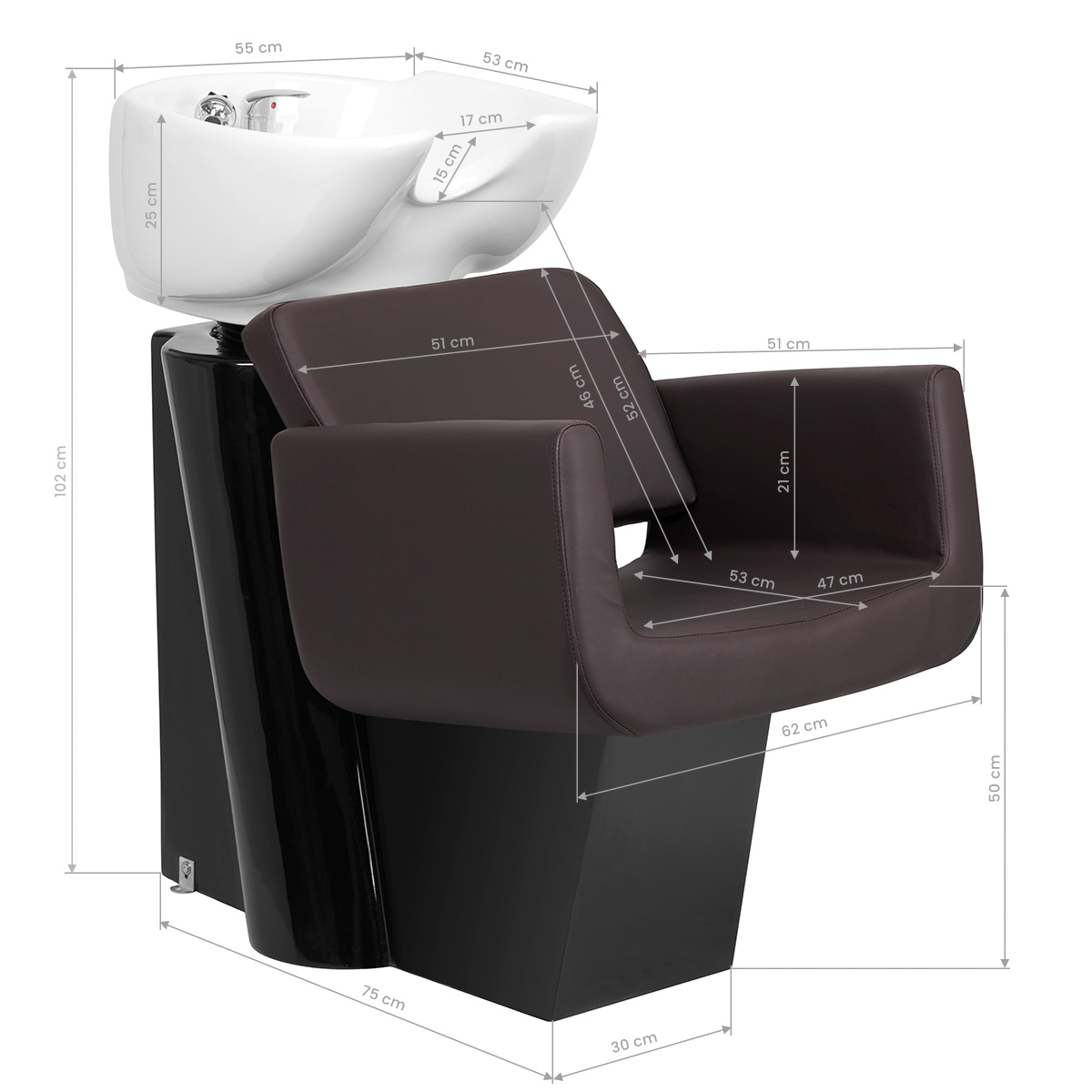 Gabbiano Friseur-Waschbecken Helsinki Braun – Komfort pur