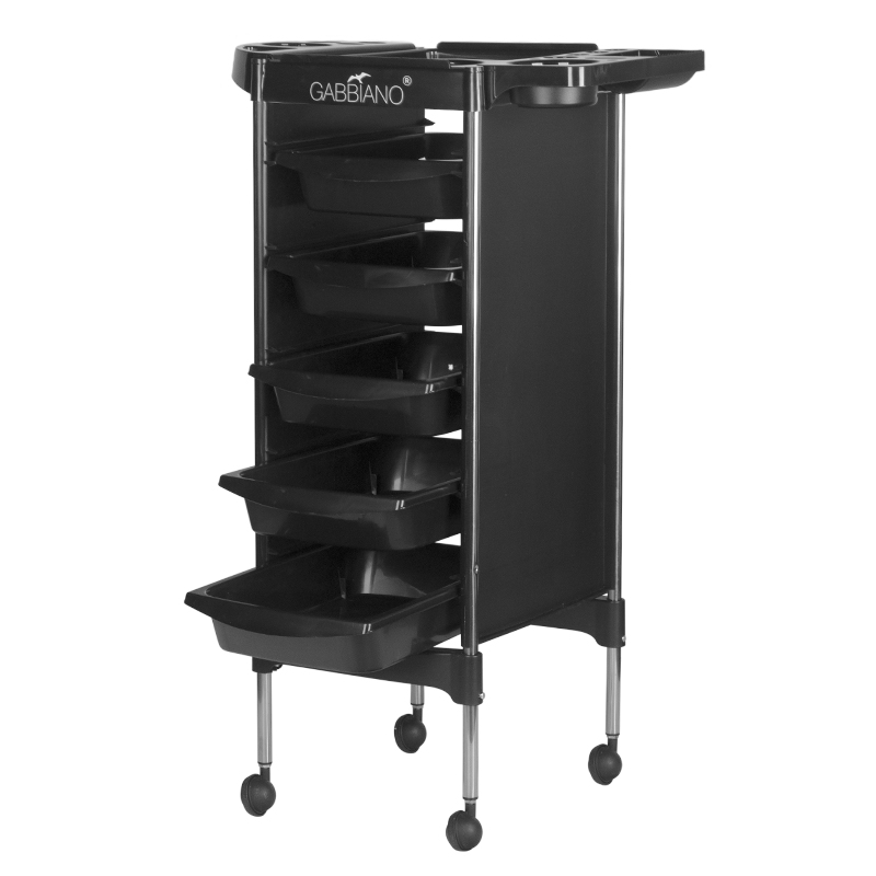 Gabbiano Friseurwagen FX11-5 Schwarz - Professioneller Salon Trolley