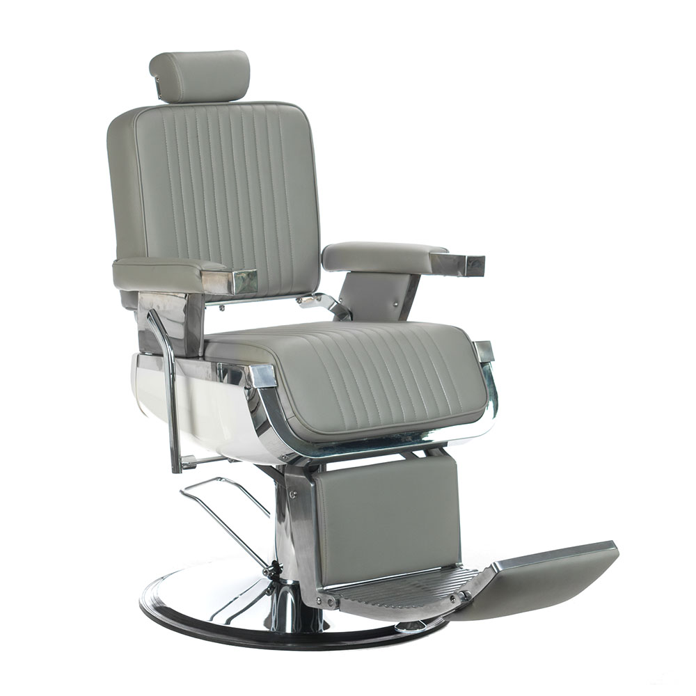 Professional Barber-Chair Elegance Hellgrau - Hydraulischer Barberstuhl