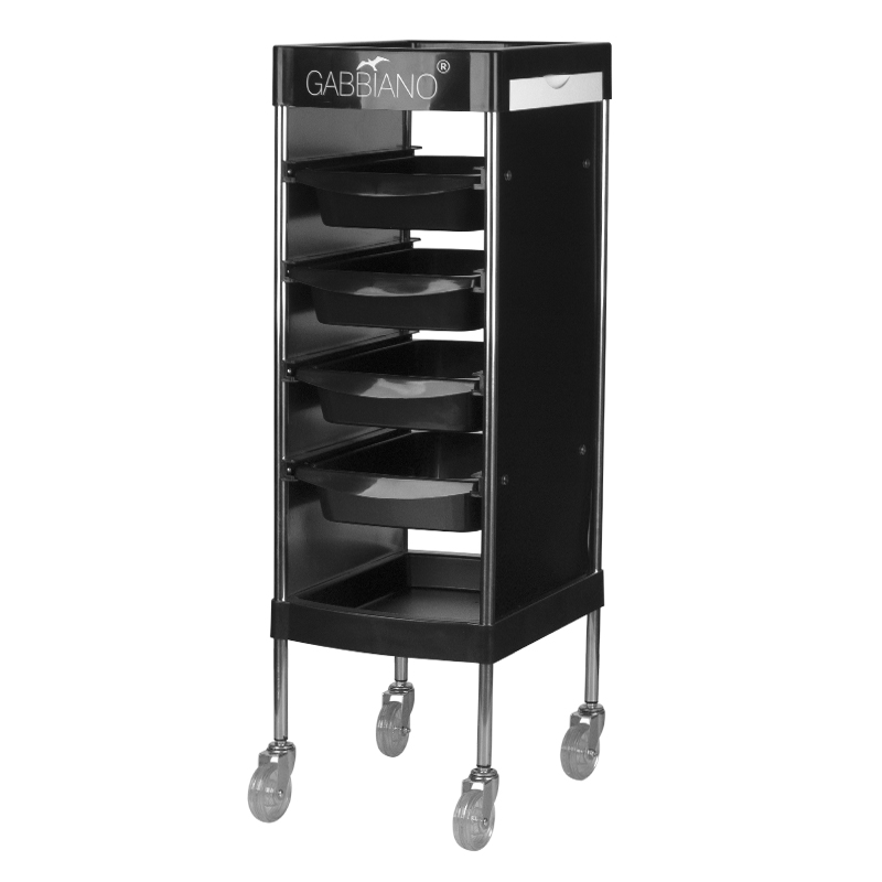 Gabbiano Friseurwagen FX11F Schwarz - Profi-Friseurtrolley mit Schubladen