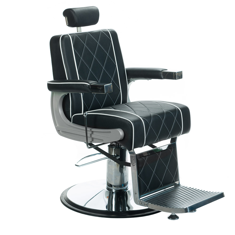 Professional Black Barberstuhl mit Hydraulik und verstellbarem Fußteil