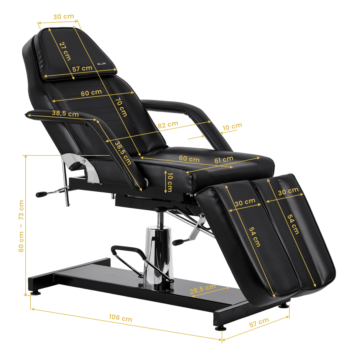 Sillon 210 Hydraulische Kosmetikliege Pediküre schwarz