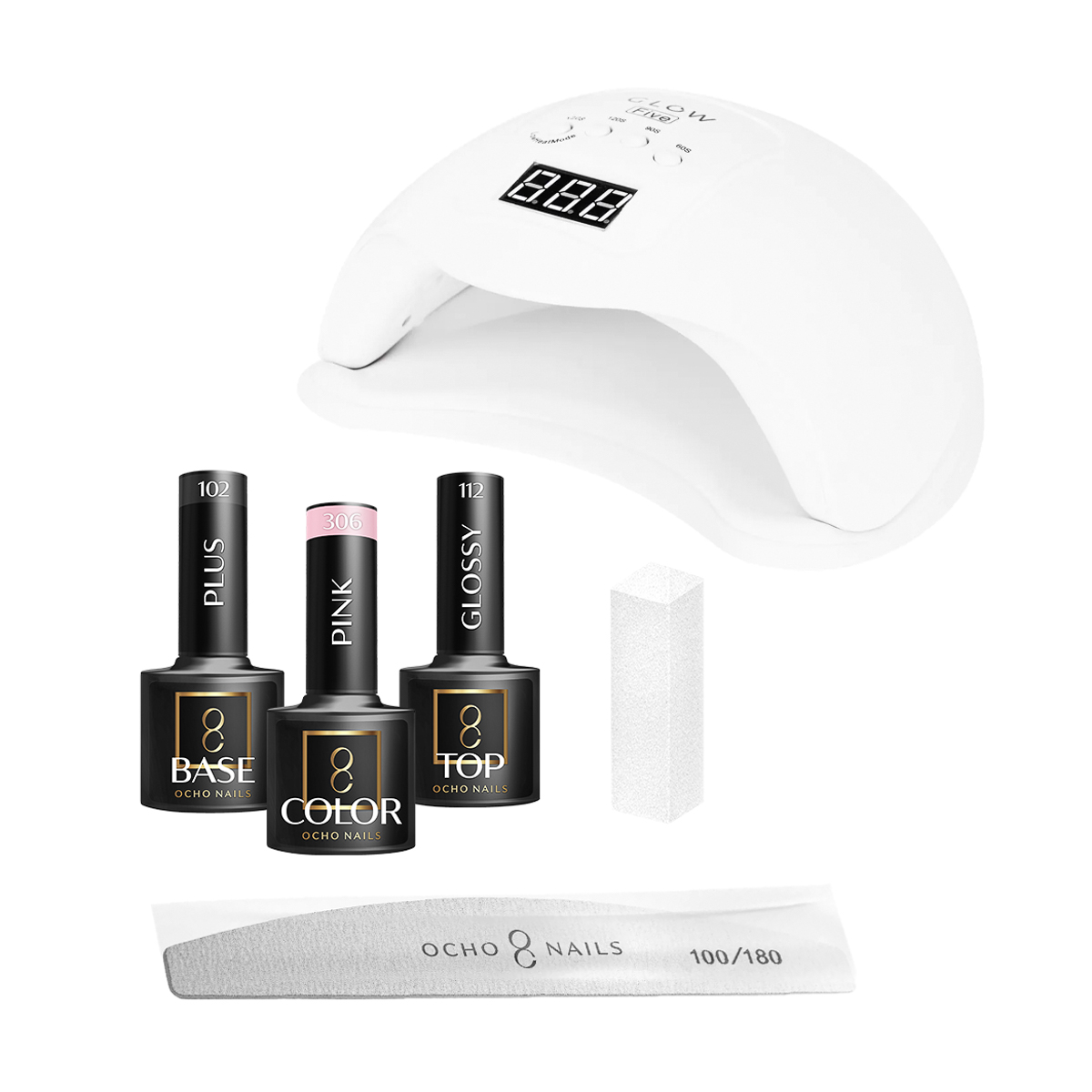 OCHO NAILS Hybrid-Starterkit 8 mit LED-Lampe