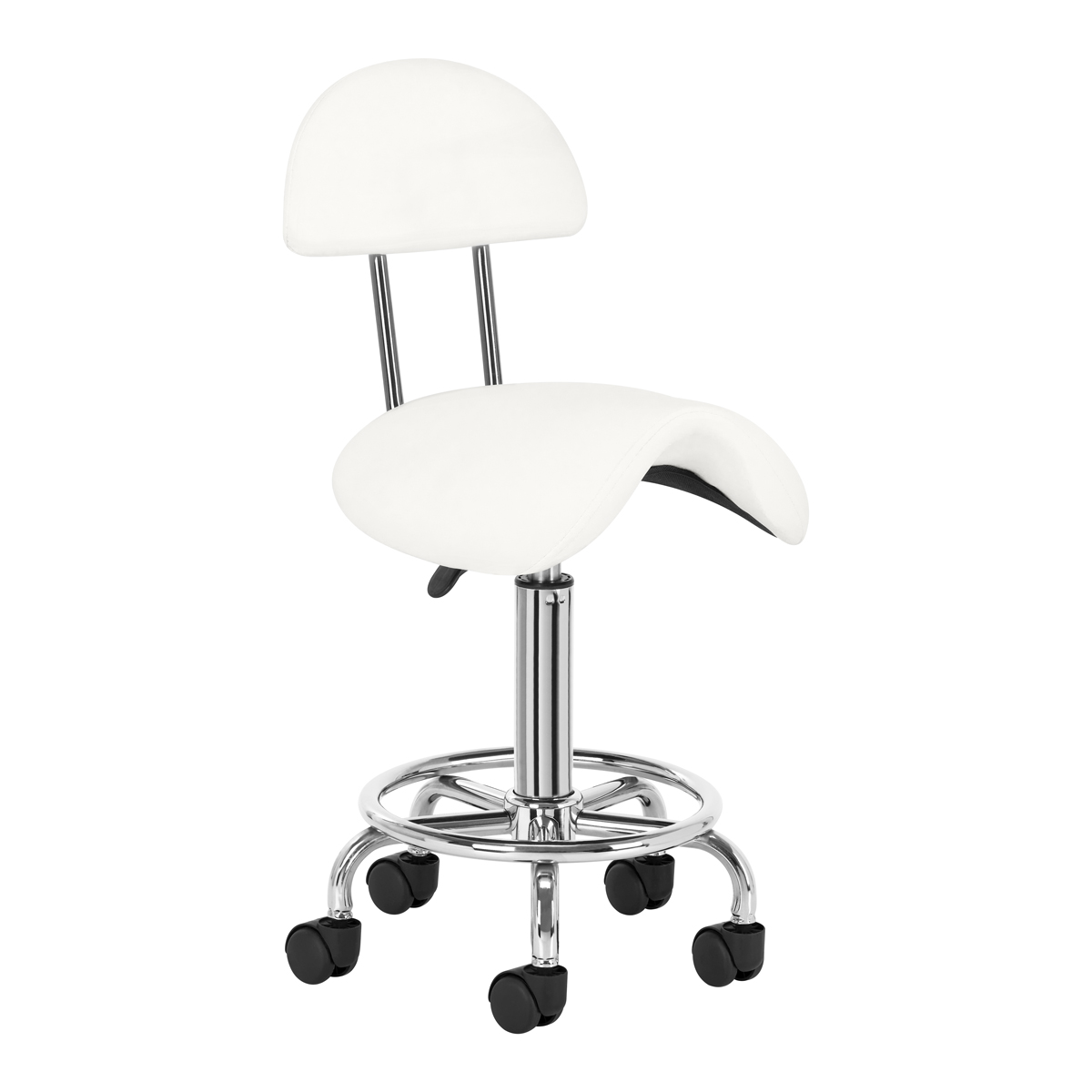 Kosmetikhocker 6001 Weiß - Ergonomischer Friseurstuhl für Salon & Zuhause