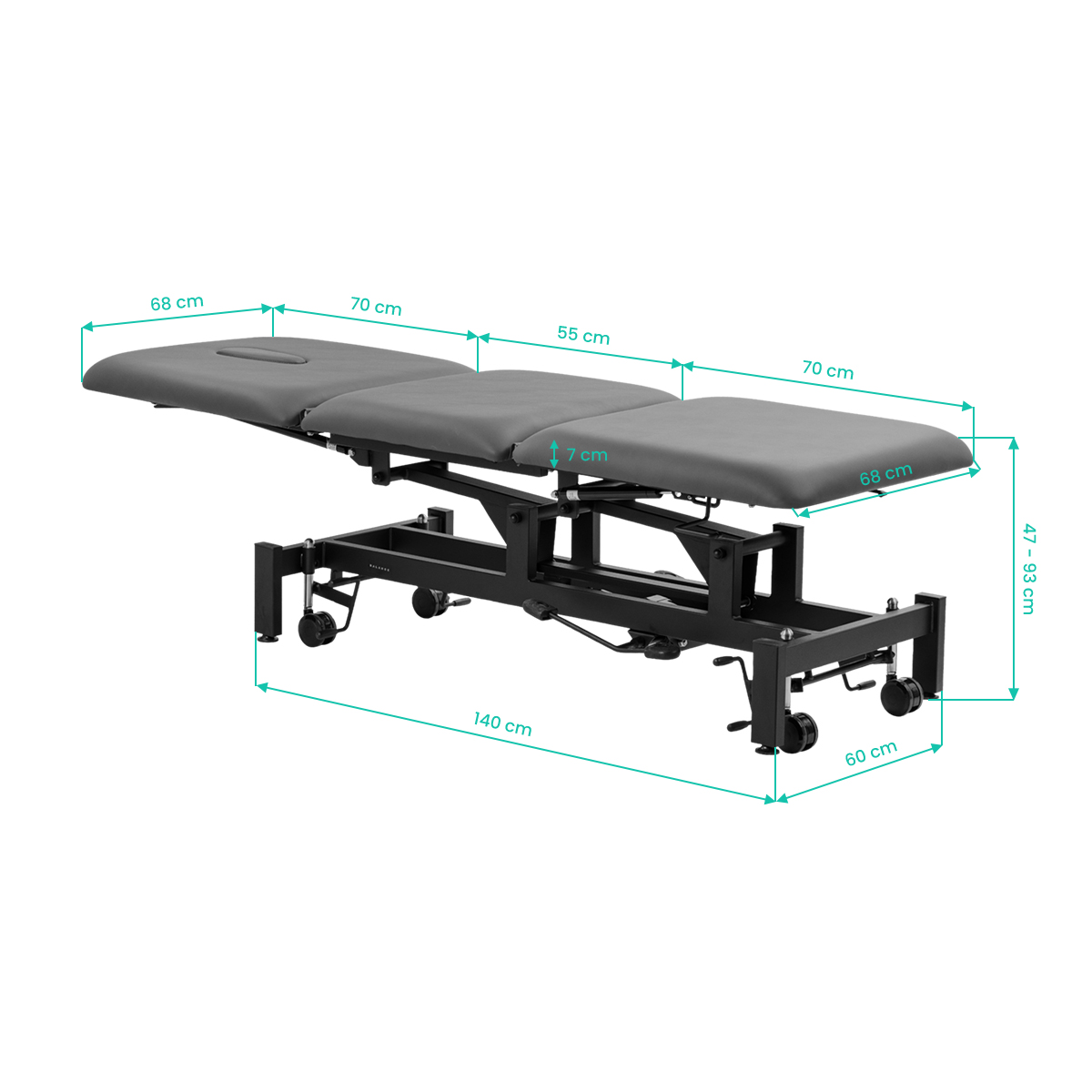 Hydraulische Massageliege Balance Solidum 3 grau Physiotherapie