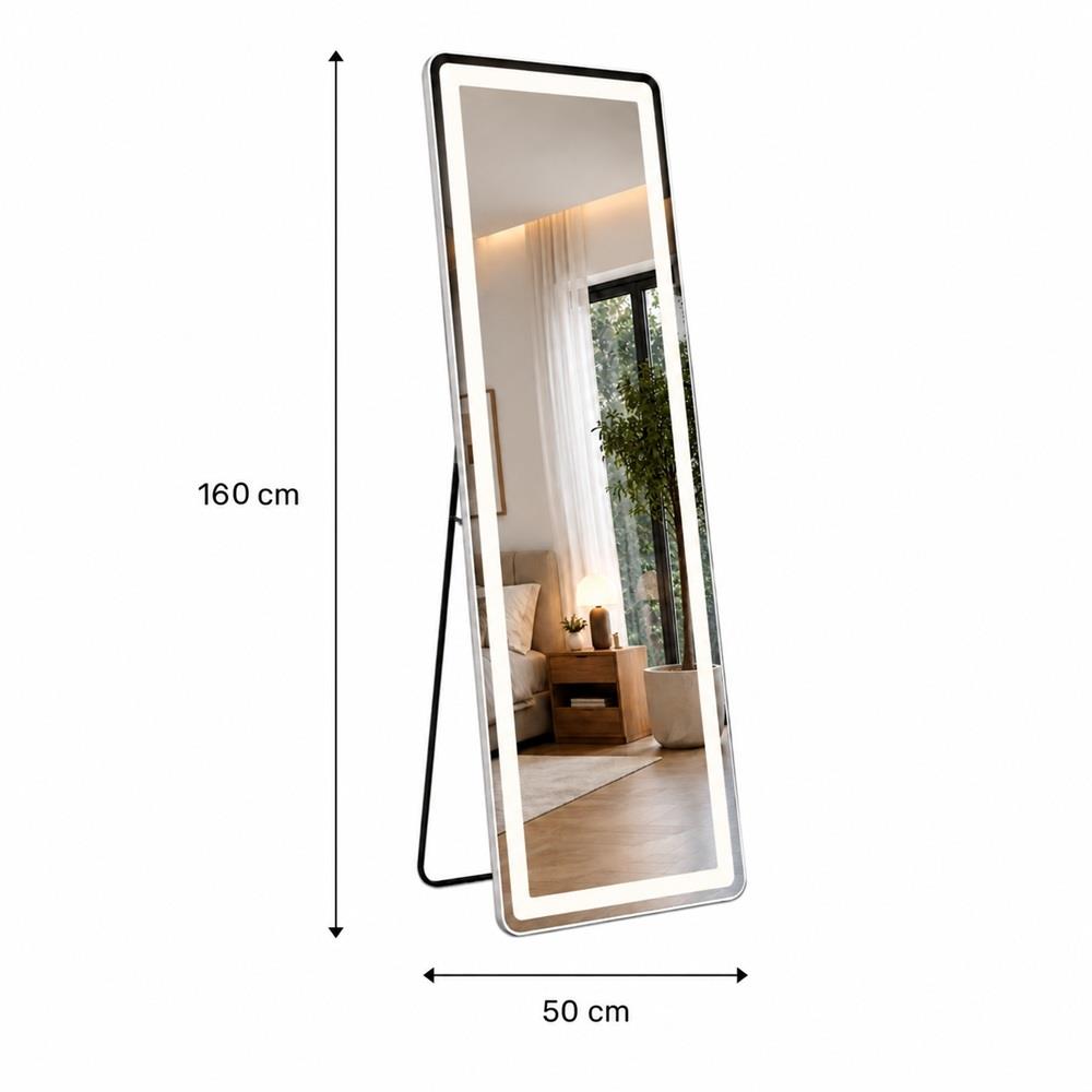 LED Standspiegel Rechteck 160x50 cm mit Beleuchtung
