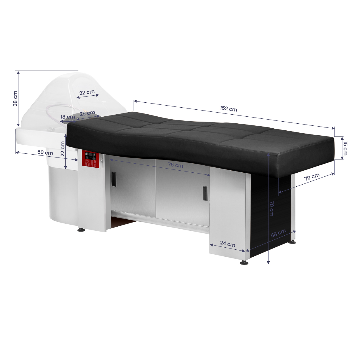 Gabbiano Friseurwaschbecken Liege Head Spa 017B Schwarz – SPA