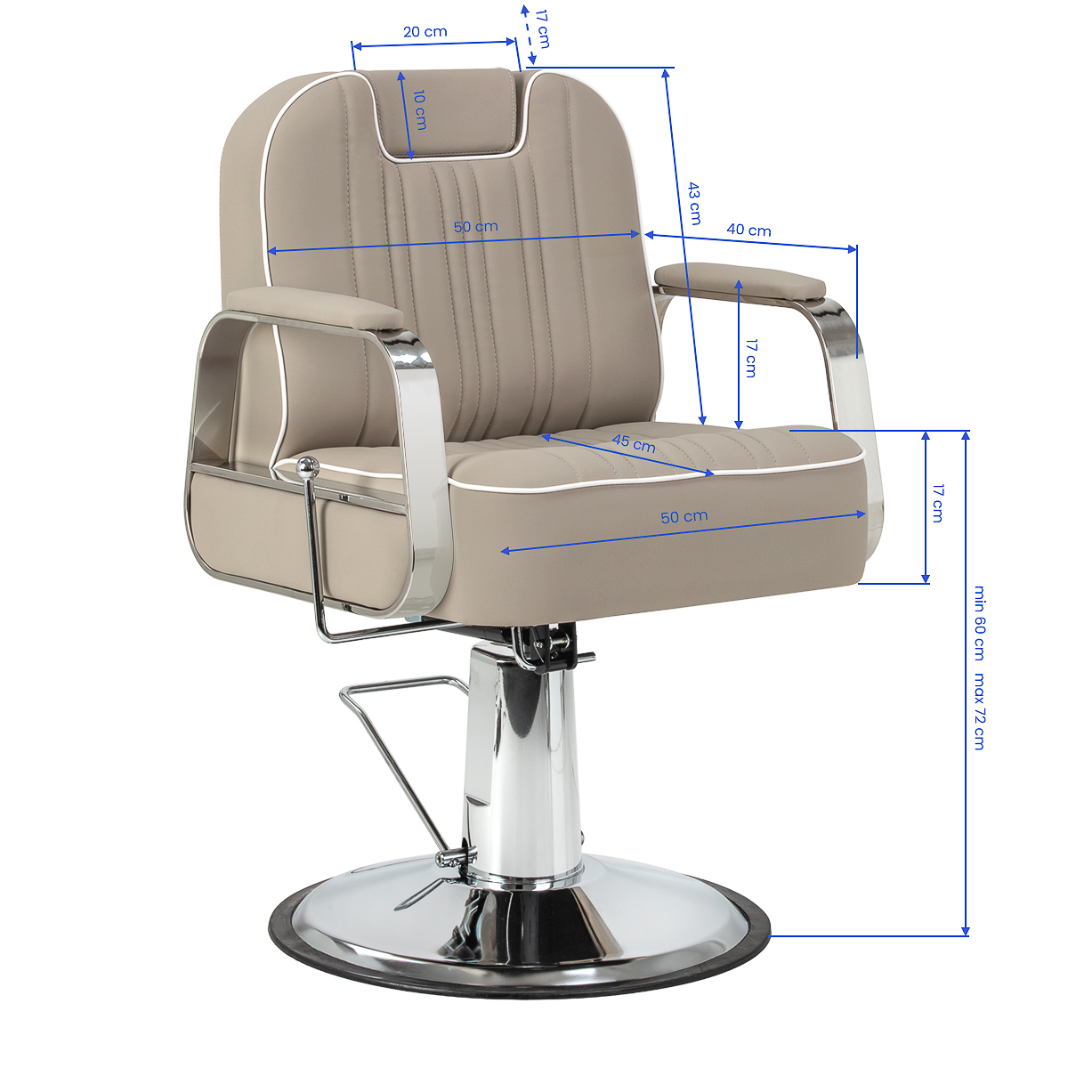 Gabbiano Barberstuhl Rufo Beige - Hydraulische Höhenverstellung