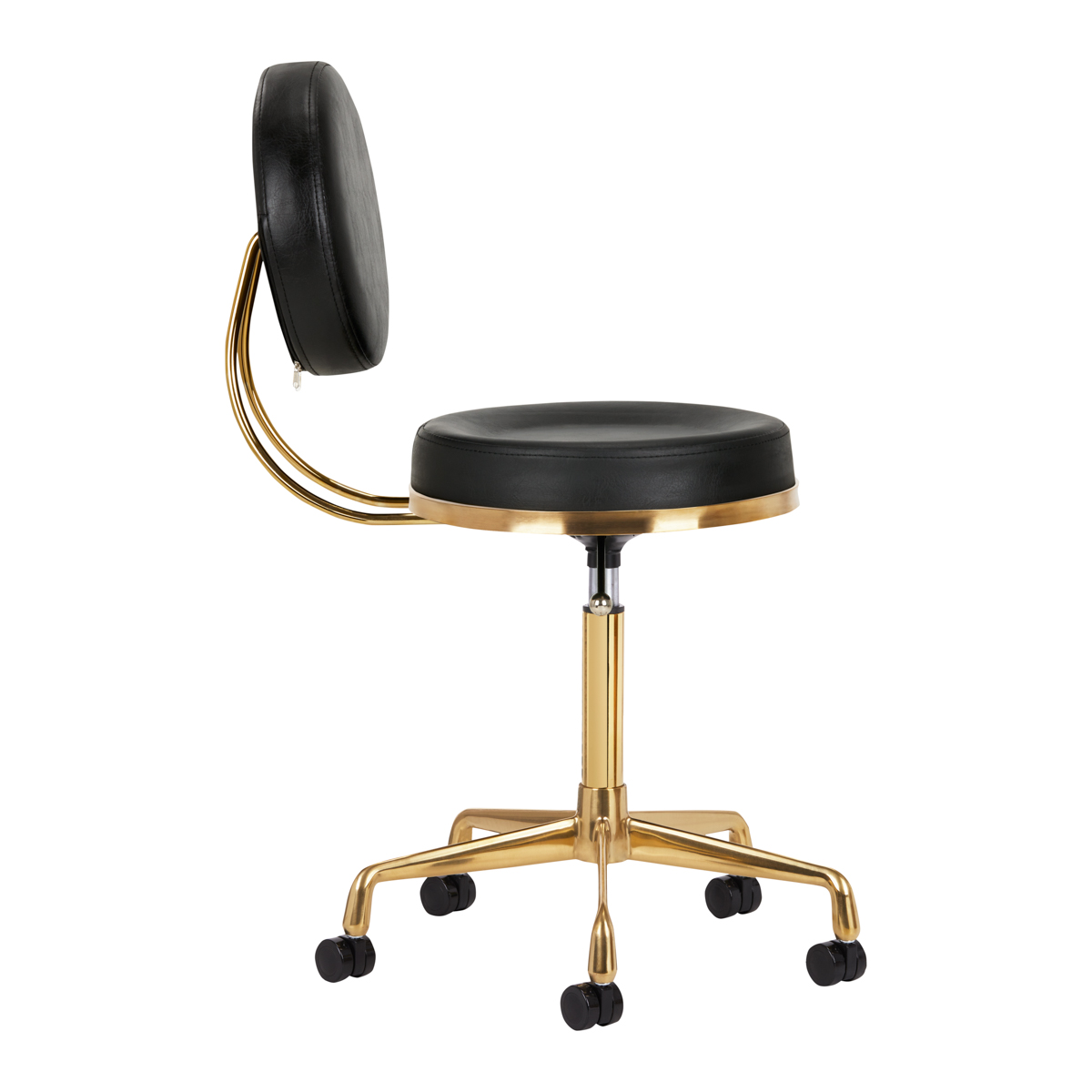Kosmetikhocker H5 Gold Schwarz - Ergonomischer Friseurstuhl für professionelle Kosmetik & Beauty