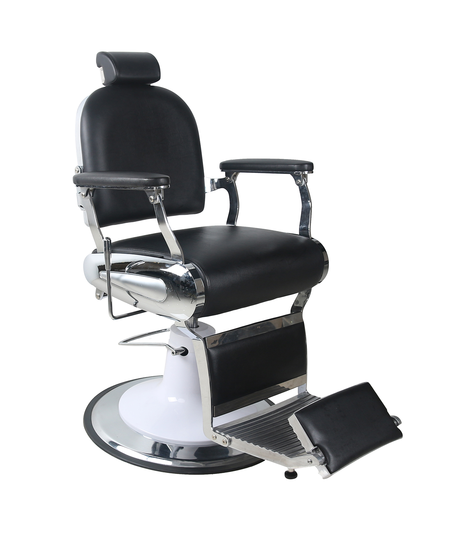 DETREU HERREN BEDIENUNGSSTUHL BARBER SHOP CUSTOM CHROME SCHWARZ