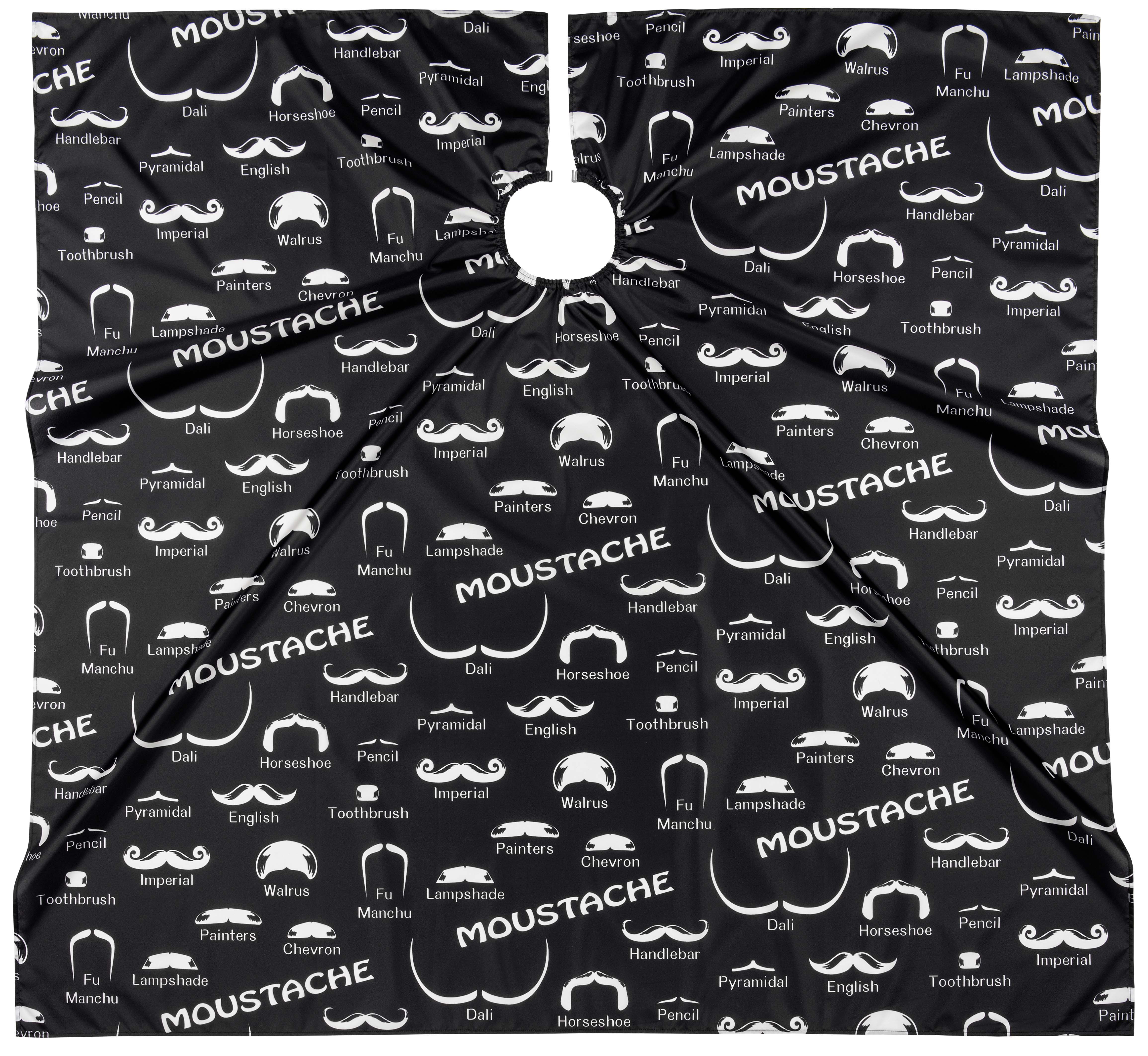 Barber Umhang Moustache Polyester Schwarz Weiss Friseur