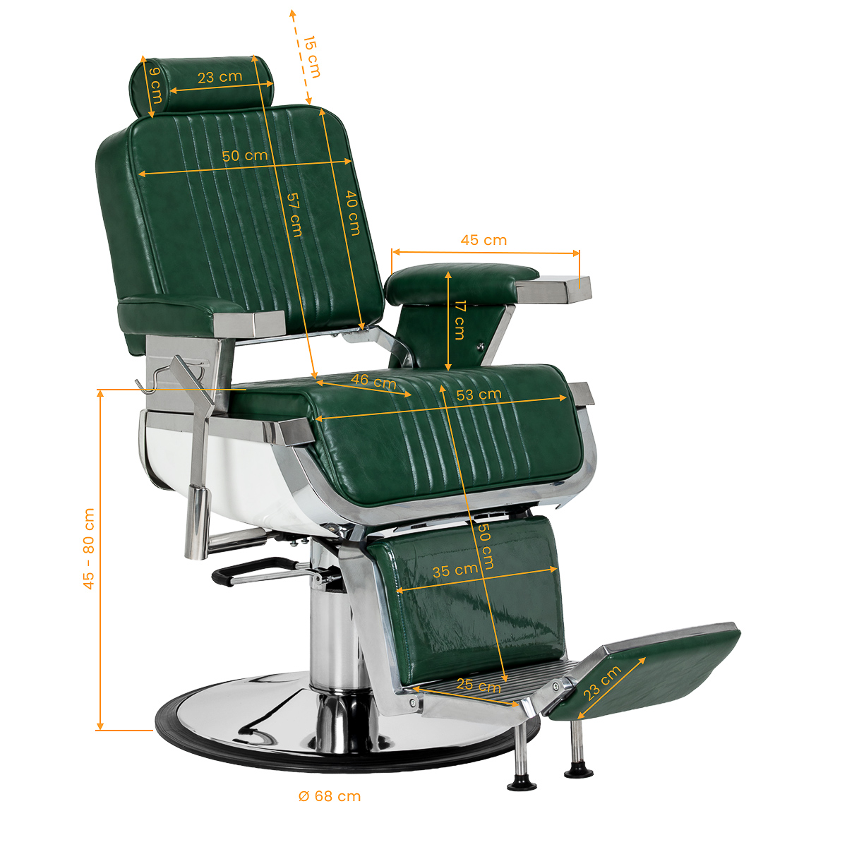 Gabbiano Friseurstuhl Royal X grün – Hydraulik & Motorrad-Style