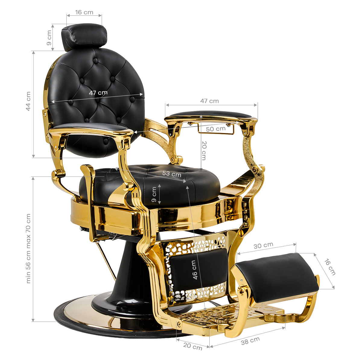 Barberstuhl Gabbiano Niccolo Schwarz Gold – Hydraulik