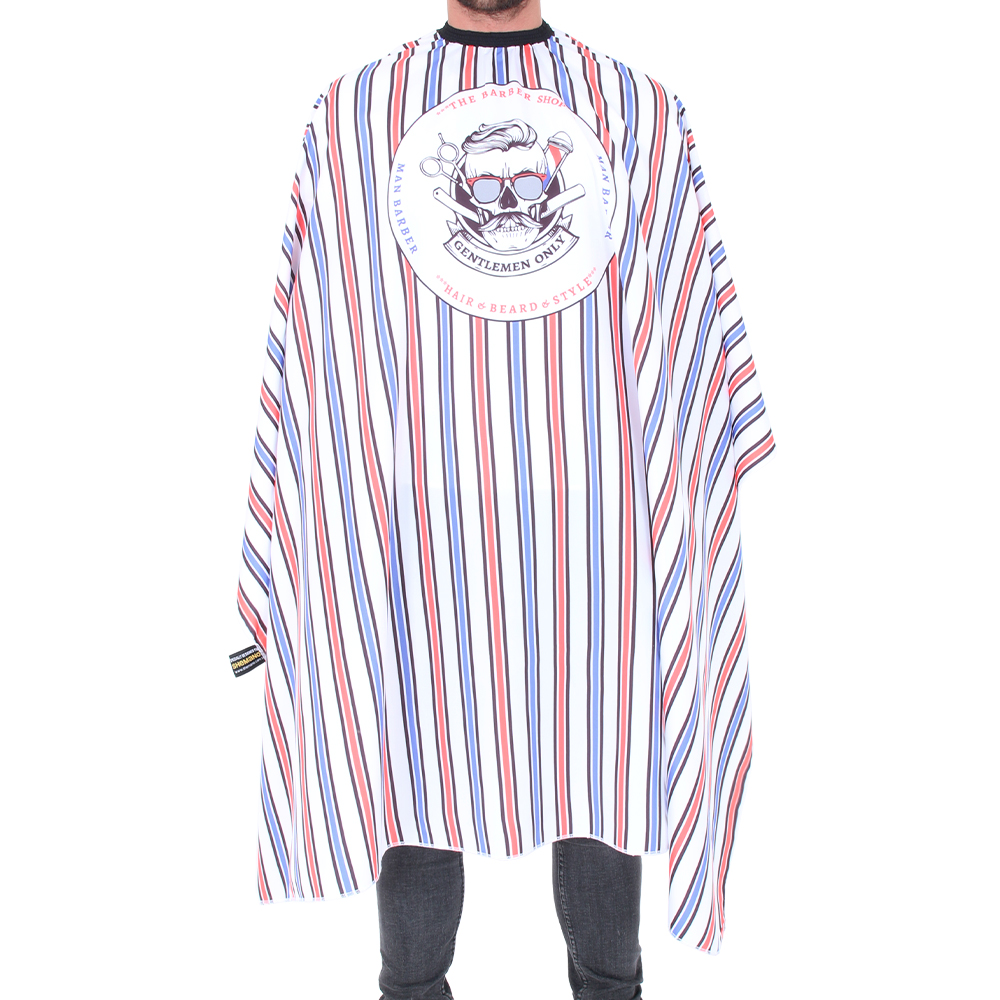 Detreu Barber Haarschneide Umhang Skull Stripe