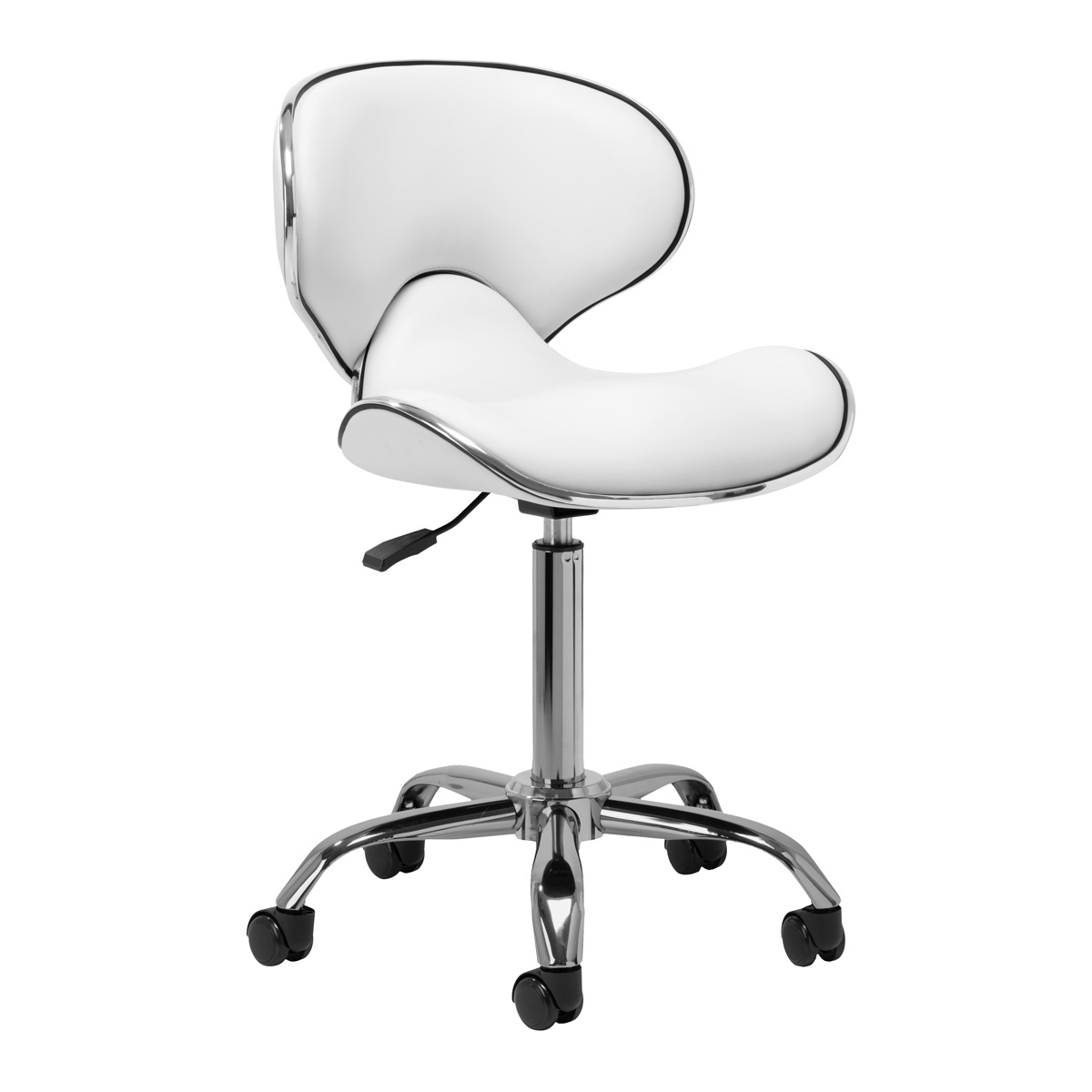 Gabbiano Friseurstuhl Q-4599 Weiß - Ergonomischer Salon-Hocker mit Gasfeder