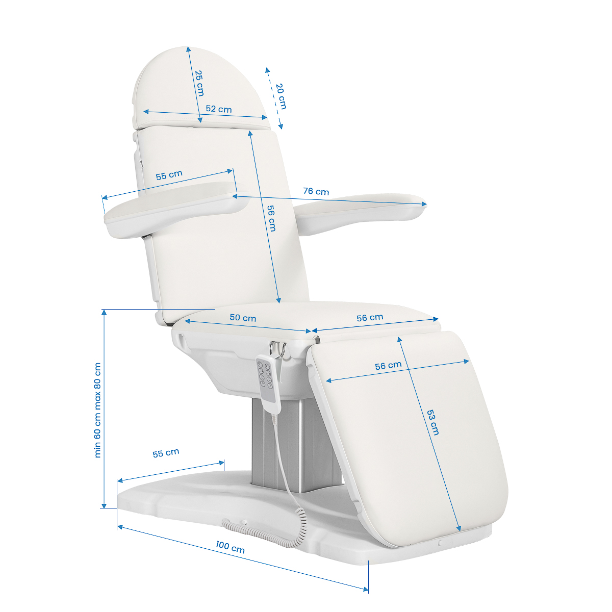 Sillon Eclipse 4 Motor elektrische Kosmetikliege in Weiß – Premium Behandlungsliege