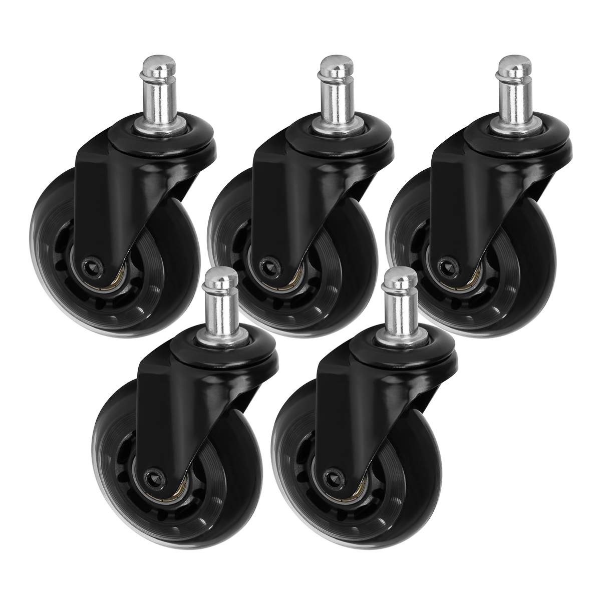 Hockerrollen Schwarz 5er-Set – ABEC-7 Lager, PU-Beschichtung - Ansicht 1