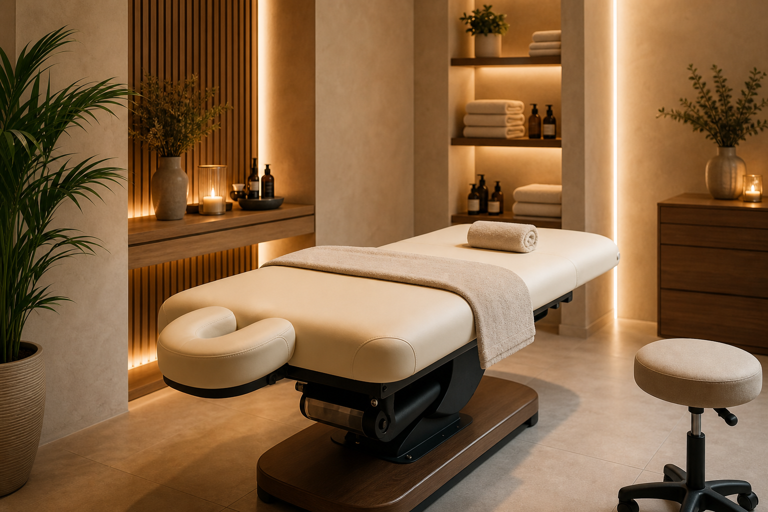 Wellnessliege in einem Spa-Behandlungsraum