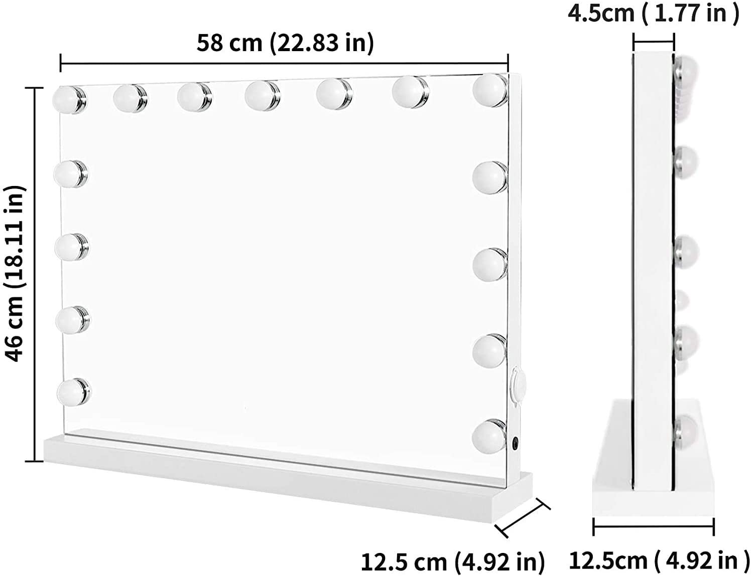 Beauty System Hollywood Spiegel mit 15 LED Lampen 58x46cm