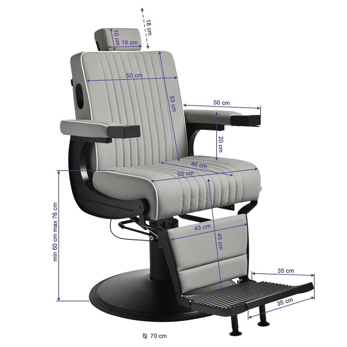 Gabbiano Levi Friseurstuhl Grau mit Hydraulik – Premium Salon